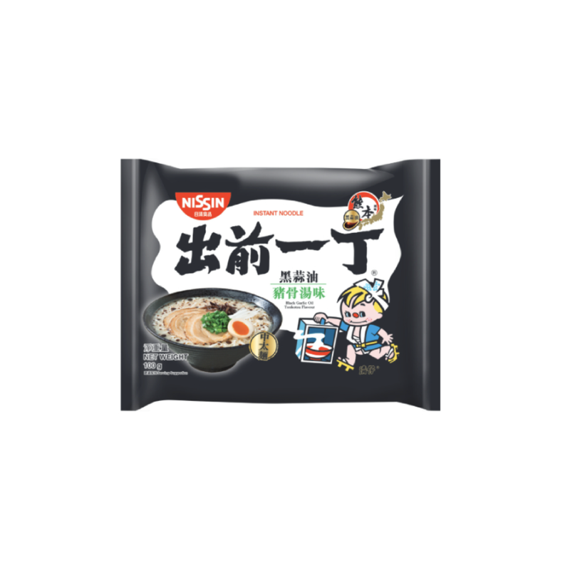 Nissin - Demae Iccho Instantnudeln (HK) - Geschmacksrichtung Tonkotsu mit schwarzem Knoblauchöl (100g)